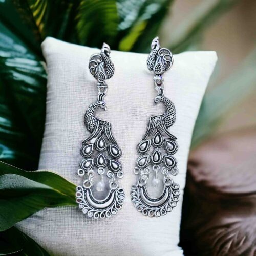 Oxidised Peacock Earrings