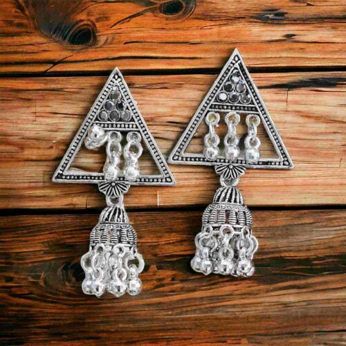 Silver Triangular Dropped Earrings