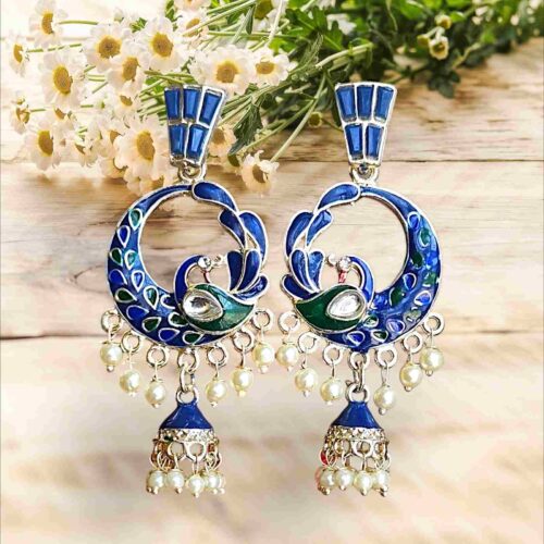 Home 201 Peacock Meenakari Jhumka