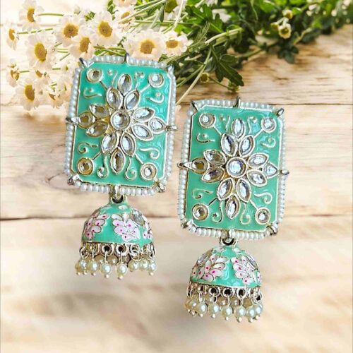 Meenakari Kundan beads drop premium Jhumka