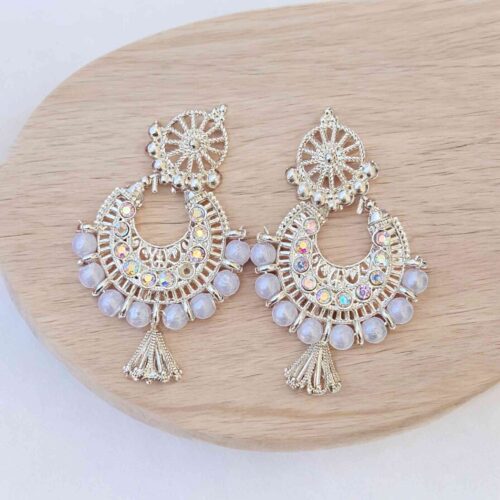 White oxidised Pearl earrings