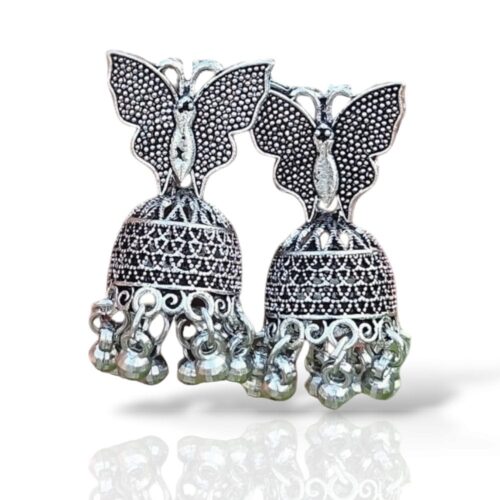 Butterfly silver oxidised earring - Hayee