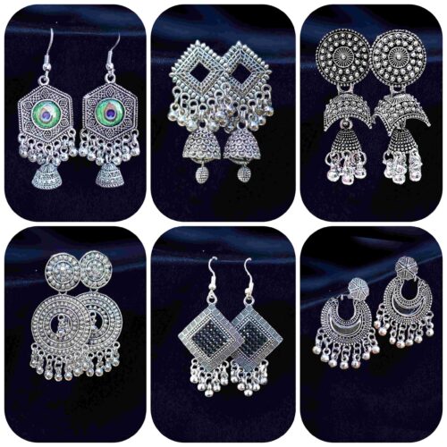 Home 204 Hayee Set of 6 Beautiful oxidised earrings for girls/women for wedding/daily wear