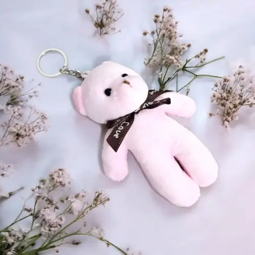Cotton Cute Mini Soft Teddy Bear Keychain Keyring (Multicolour) - 1 Piece
